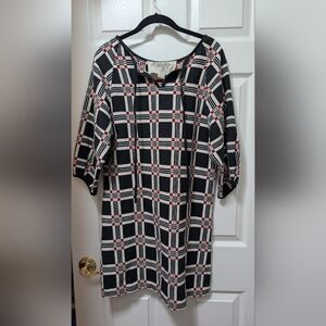 Ace & Jig multicolored geometric dress cotton Peasant Tie Neck Shift Size Small